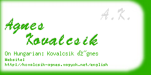 agnes kovalcsik business card